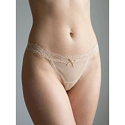 Διάφανο Σλιπ G string με Δαντελάκι   Μπεζ Milena By Paris 006963-Μπεζ