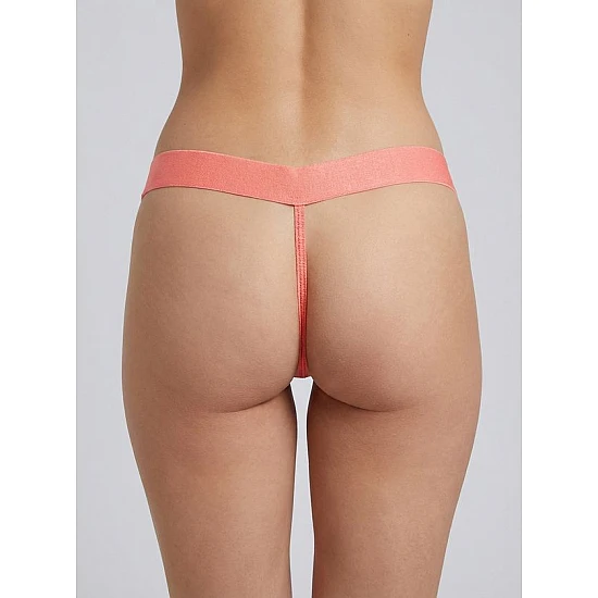 G string Γυαλιστερή Λύκρα με Φαρδύ Λάστιχο   Κοραλί Milena By Paris 006964-Κοραλί