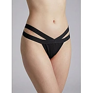 G string Γυαλιστερή Λύκρα με Φαρδιά Λάστιχα   Μαύρο Milena By Paris 006965-Μαύρο
