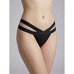 G string Γυαλιστερή Λύκρα με Φαρδιά Λάστιχα   Μαύρο Milena By Paris 006965-Μαύρο