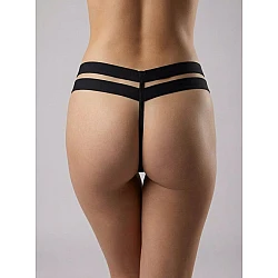 G string Γυαλιστερή Λύκρα με Φαρδιά Λάστιχα   Μαύρο Milena By Paris 006965-Μαύρο