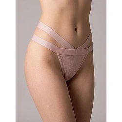 G string Γυαλιστερή Λύκρα με Φαρδιά Λάστιχα   Μπεζ Milena By Paris 006965-Μπεζ