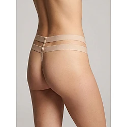 G string Γυαλιστερή Λύκρα με Φαρδιά Λάστιχα   Μπεζ Milena By Paris 006965-Μπεζ