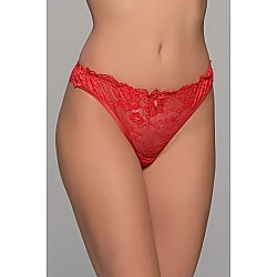 Ψηλόμεσο Δαντελένιο String   Κόκκινο Milena By Paris 007725-Κόκκινο