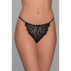 Ψηλόμεσο Tanga String Δαντέλα   Μαύρο Milena By Paris 007740-Μαύρο