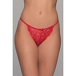 Ψηλόμεσο Tanga String Δαντέλα   Κόκκινο Milena By Paris 007740-Κόκκινο