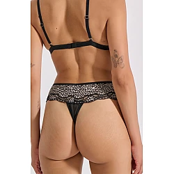 Ψηλόμεσο String Δαντέλα και Τούλι   Μαύρο Milena By Paris 007747-Μαύρο