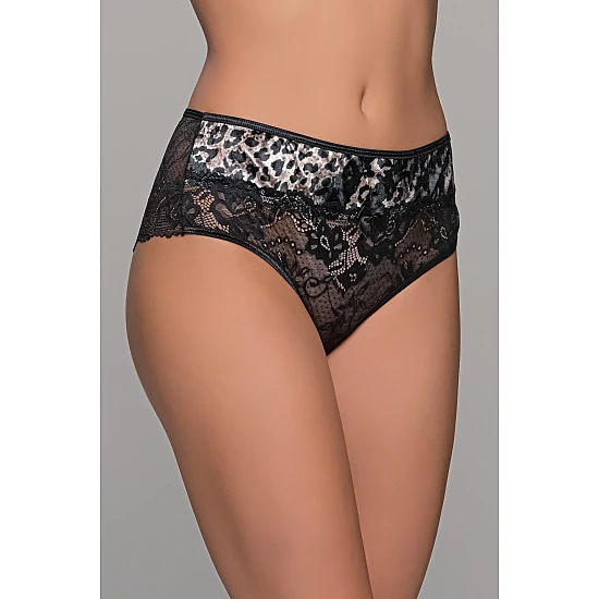 Ψηλόμεσο Σλίπ Δαντέλα και Βελούδο – Animal print Milena By Paris 008524-Animal print