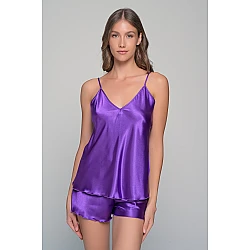 Σετ Σατέν Εσωρούχων Babydoll και Ρόμπα   Μωβ Milena By Paris Set4176_5220-Μωβ