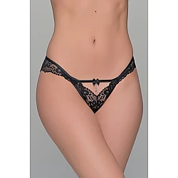 Δαντελένιο Brazilian Σλιπ με Στράς   Μαύρο Milena By Paris 008458-Μαύρο