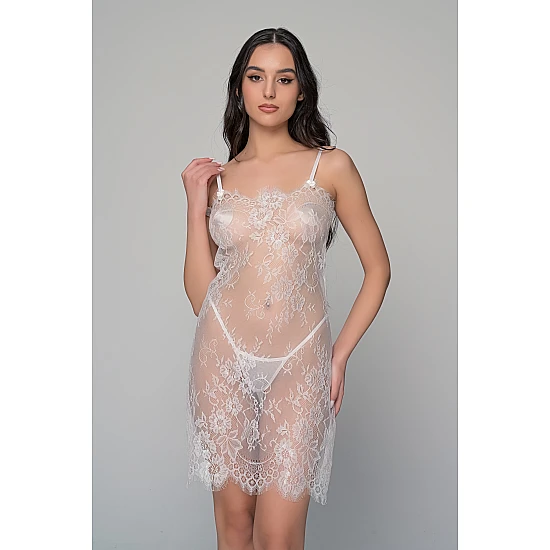 Διάφανο Νυχτικάκι Σετ με Ασορτί String   Ιβουάρ Milena By Paris 003423-Ιβουάρ