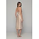 Midi Σατέν Slip Dress ΔΩΡΟ το String   Μπεζ Milena By Paris 003434-Μπεζ