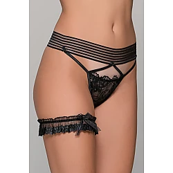 Ψηλόμεσο Δαντελένιο G string   Μαύρο Milena By Paris 006876-Μαύρο