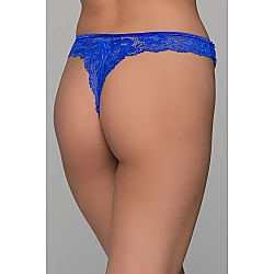 Ψηλόμεσο Δαντελένιο String   Μπλε ρουά Milena By Paris 007725-Μπλε ρουά