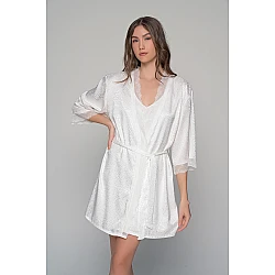 Plus Size Νυφική Ρόμπα Σατέν με Δαντέλα   Ιβουάρ Milena By Paris GX5361-Ιβουάρ