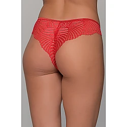 Σατέν Brazilian Slip με Δαντέλα – Κόκκινο Milena By Paris 008472-Κόκκινο