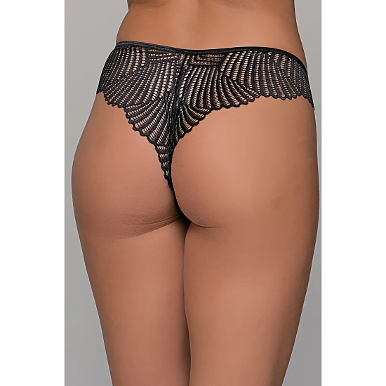 Σατέν Brazilian Slip με Δαντέλα – Μαύρο Milena By Paris 008472-Μαύρο