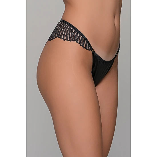 Σατέν Brazilian Slip με Δαντέλα – Μαύρο Milena By Paris 008472-Μαύρο