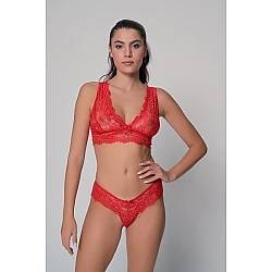 Σετ Δαντελωτά Εσώρουχα   Κόκκινο Milena By Paris Set9188-Κόκκινο