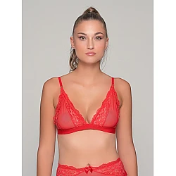 Σουτιέν Τριγωνάκι Δαντέλα & Τούλι   Κόκκινο Milena By Paris 010186-Κόκκινο