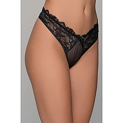 String Δαντέλα και Τούλι – Μαύρο Milena By Paris 007698-Μαύρο