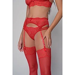 Σετ Ζαρτιέρα με String   Κόκκινο Milena By Paris Set5418_6887-Κόκκινο