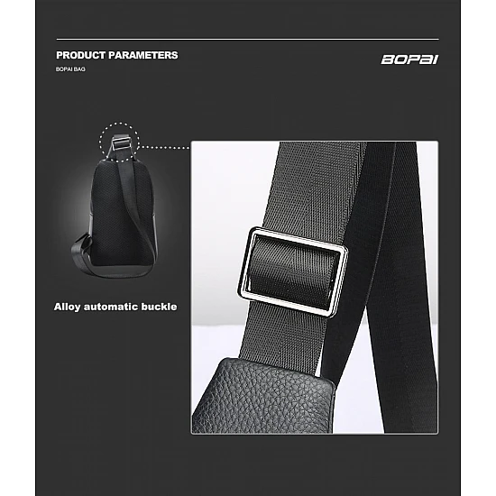 Δερμάτινο τσαντάκι crossbody Bopai 11-122901 μαύρο