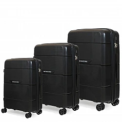 Βαλίτσα σκληρή Newcom N1595 (PP) (σετ 3 τεμαχίων) 55,5x23x34,5 cm + 66x25,5x43x5 cm + 75,5x29,5x45,5 cm μαύρο