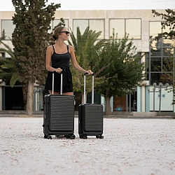 Βαλίτσες σετ Newcom N1605 (ABS+PC) μικρή μεσαία 55x23,5x34 cm + 67x27x45 cm dark grey
