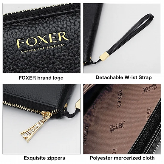 Γυναικείο δερμάτινο πορτοφόλι Foxer 256001F μαύρο