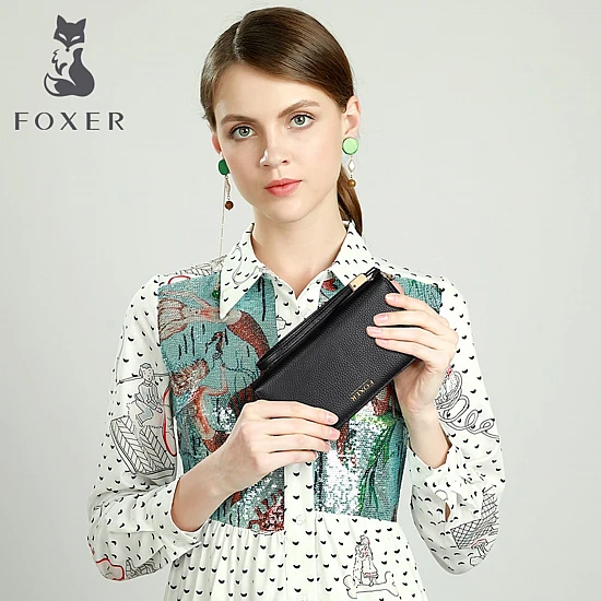 Γυναικείο δερμάτινο πορτοφόλι Foxer 256001F μαύρο