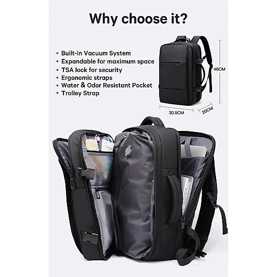 Σακίδιο πλάτης vacuum 36L Laptop 17,3” Bange 3028 μαύρο