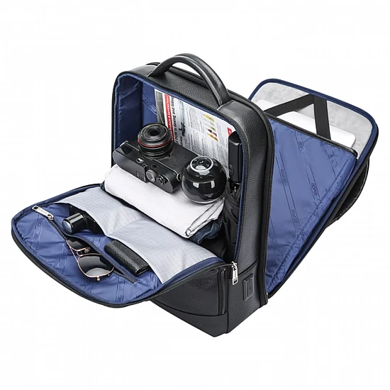 Δερμάτινο Σακίδιο πλάτης Αντικλεπτικό 24L Laptop 15,6” Bopai 61-121561 μαύρο