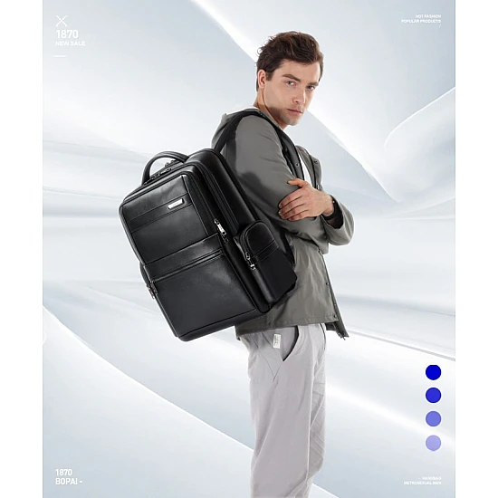 Δερμάτινο Σακίδιο πλάτης Αντικλεπτικό 30L Laptop 17,3” Bopai 61-121961 μαύρο