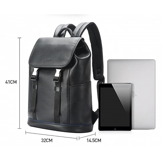 Δερμάτινο Σακίδιο πλάτης 24L 15,6” Bopai 61-123391 μαύρο