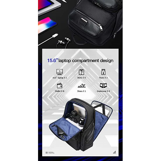 Backpack 26L Laptop 15,6” Bopai 61-126261 μαύρο