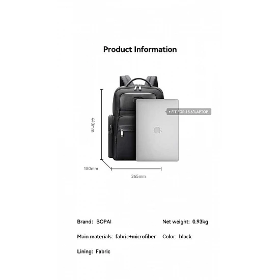 Σακίδιο με Σύστημα Ψύξης 29L 15,6” Bopai 61-128561 μαύρο