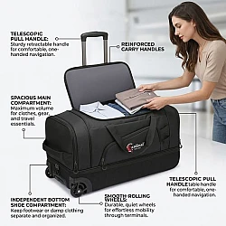 Τροχοτσάντα Ταξιδιού Cardinal 75cm 105L 8508 μαύρο