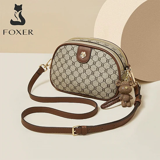 Υφασμάτινη Γυναικεία Τσάντα Χιαστί Foxer 900551F καφέ