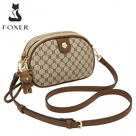 Υφασμάτινη Γυναικεία Τσάντα Χιαστί Foxer 900551F καφέ