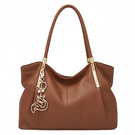 Δερμάτινη Γυναικεία Τσάντα Shopper ‘Ωμου Foxer 958136F καφέ