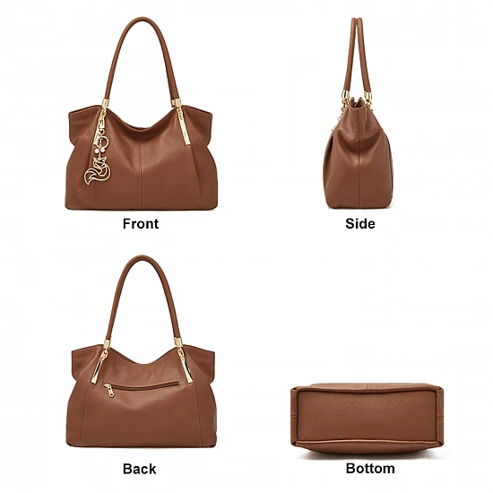 Δερμάτινη Γυναικεία Τσάντα Shopper ‘Ωμου Foxer 958136F καφέ