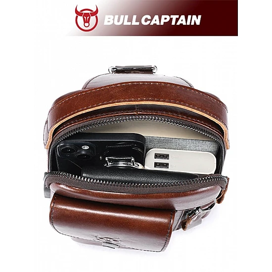 Δερμάτινο τσαντάκι body Bull Captain XB555 σκούρο καφέ