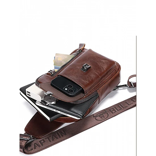 Δερμάτινο τσαντάκι body Bull Captain XB555 σκούρο καφέ