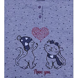 Παιδική κοριτσίστικη Χειμερινή πιζάμα Karelpiu KI5080 Γκρι 