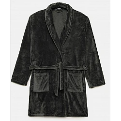 Ανδρική Ρόμπα Χειμερινή Σταυρωτή  με Ζώνη Fleece Minerva 96-71212-606 ΧΑΚΙ