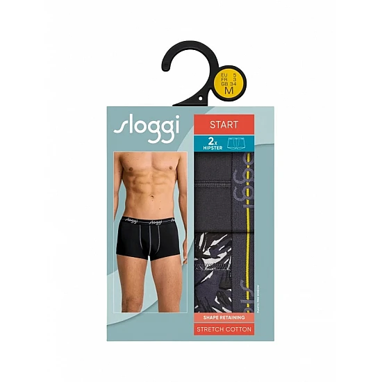 Ανδρικό Εσώρουχό Boxer Βαμβακερό 2PACK Sloggi Start Hipster 10206968-M032 ΑΝΘΡΑΚΙ-MULTI COLOUR