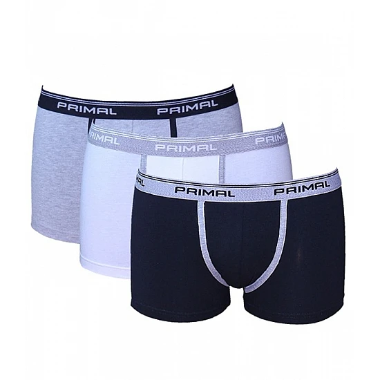 Ανδρικό Εσώρουχο BOXER Βαμβακερό PRIMAL-B001-UOMO -3 PACK ΜΑΥΡΟ-ΛΕΥΚΟ-ΓΚΡΙ