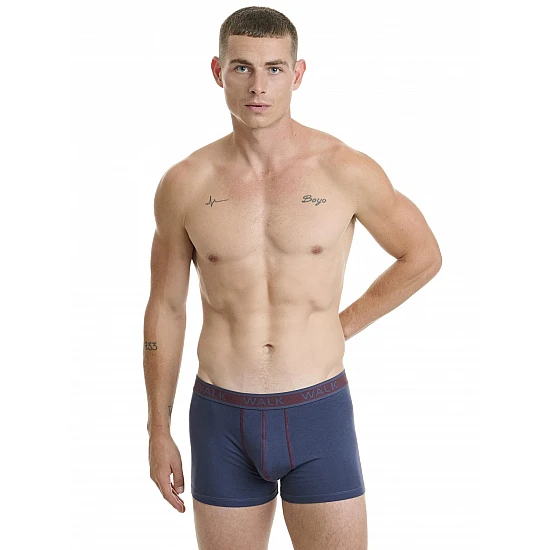 Ανδρικό βαμβακερό εσώρουχο Boxer 2Pack εξωτερικό λάστιχο Walk W1756-0327 ΜΠΛΕ ΣΚ-ΓΚΡΙ ΜΕΛ
