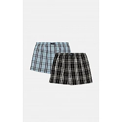 Ανδρικό εσώρουχο Boxer Καρό Ποπλίνα 2 Pack Minerva 96-23074-63 BLACK-CIEL
